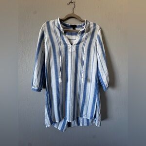 J. Crew Blue and White Striped Tunic Swim Coverup sz XS
